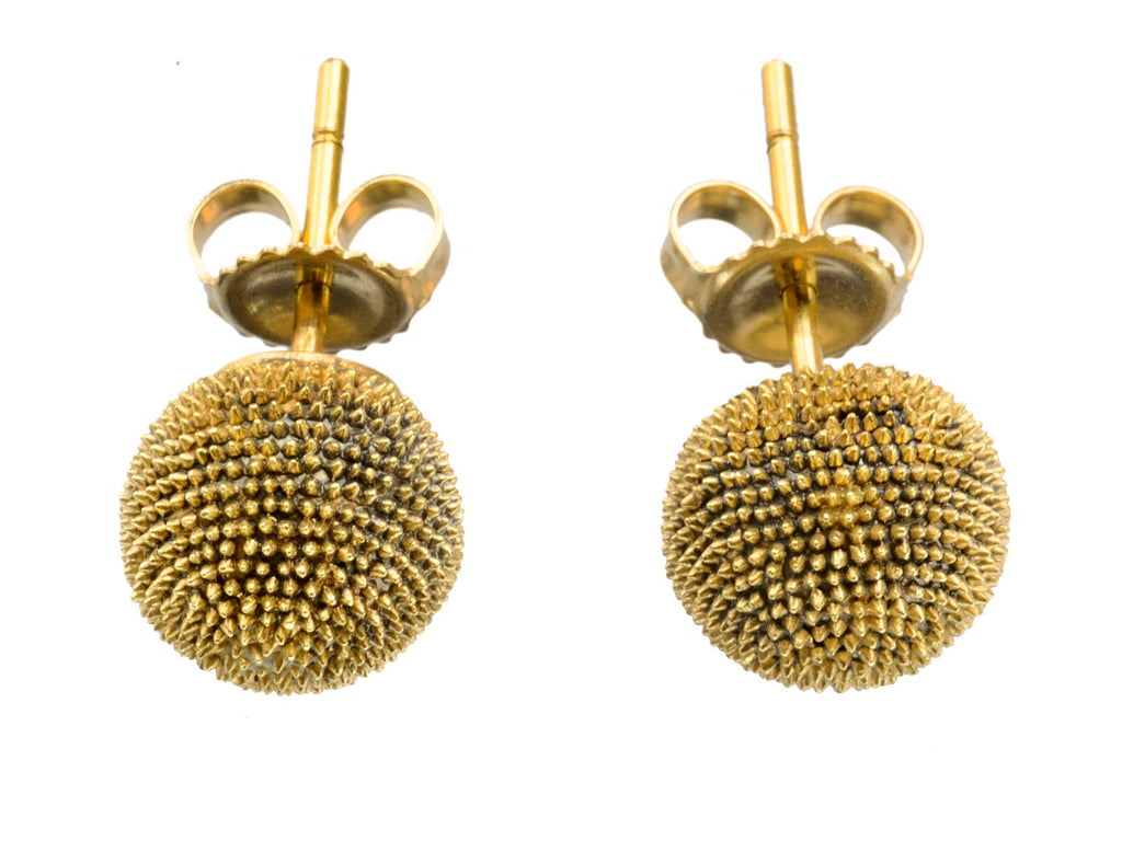 Spiky Gold Sphere Studs (on white background)