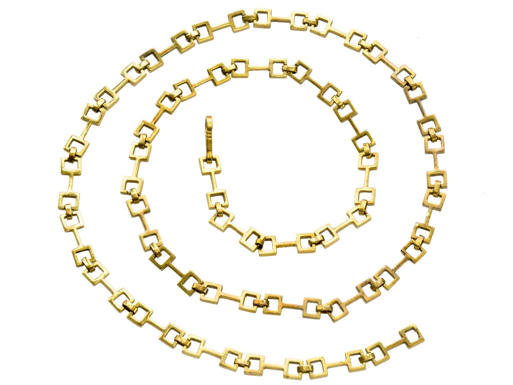 1960s Square Link 18K Gold Chain (on white background)