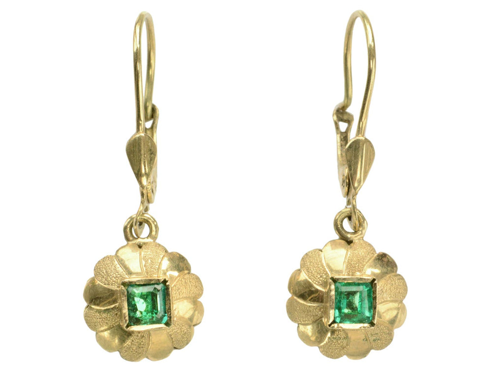 1970s Emerald Drop Earrings (on white background)