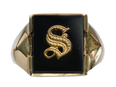 1940s "S" Onyx Signet Ring