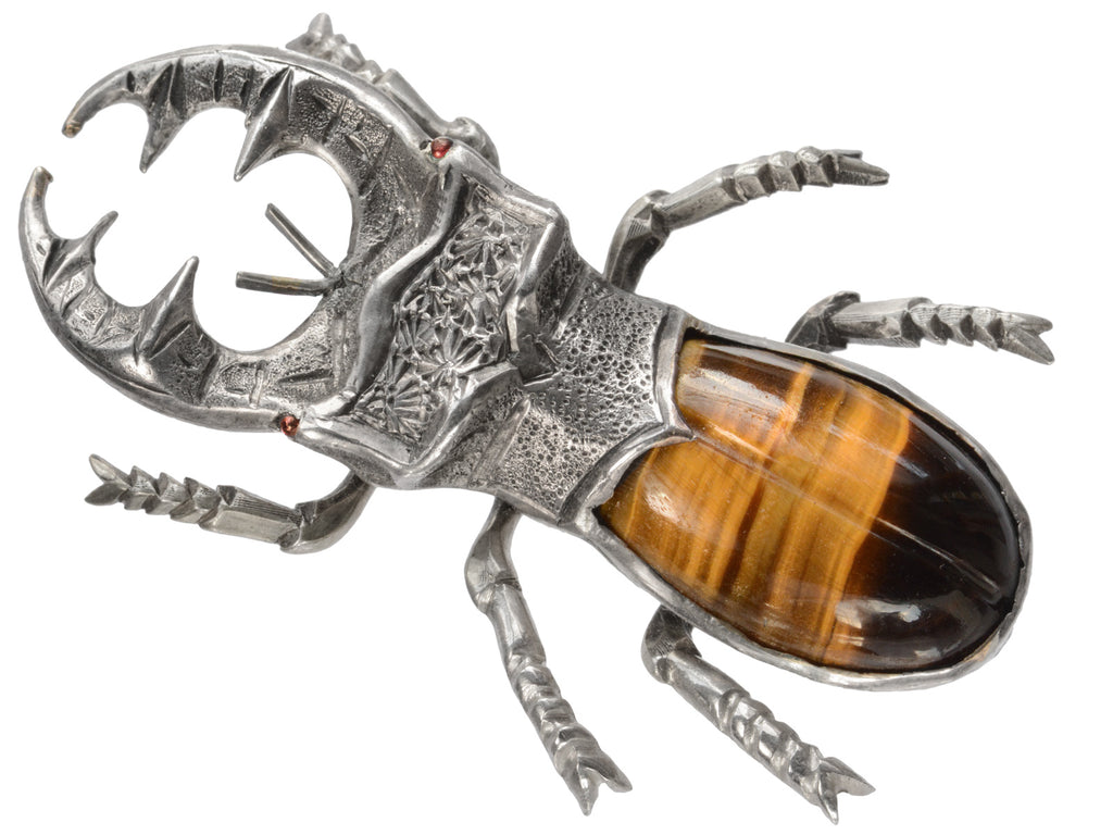 c1880 Victorian Stag Beetle Brooch (on white background)