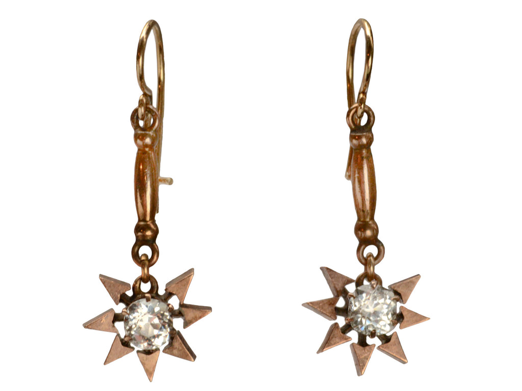1890s Paste Sunburst Earrings, 10K (on white background)