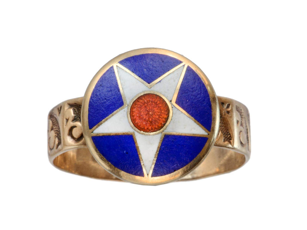 1880s Enamel Star Ring (on white background)