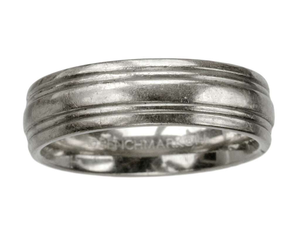 Vintage Striped White Gold Band (on white background)