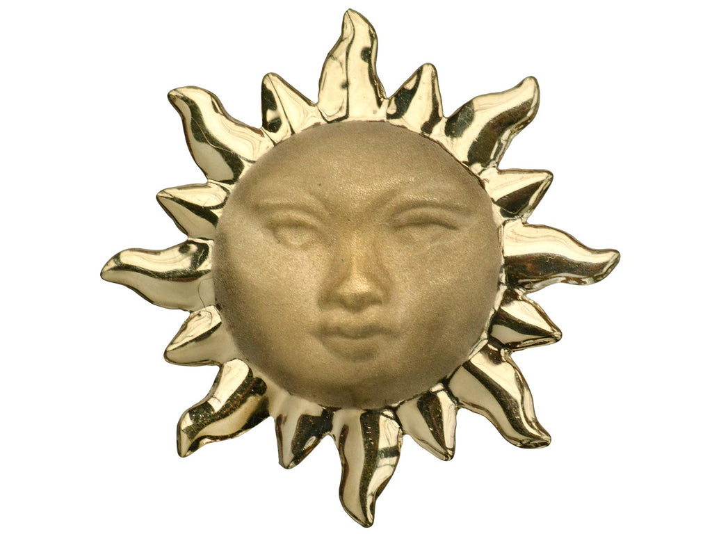 1980s Gold Sun Brooch (on white background)