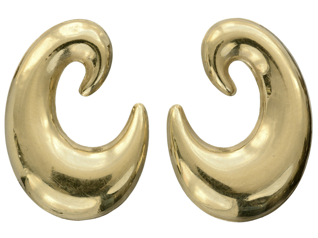 1980s Gold Swoosh Earrings (on white background)