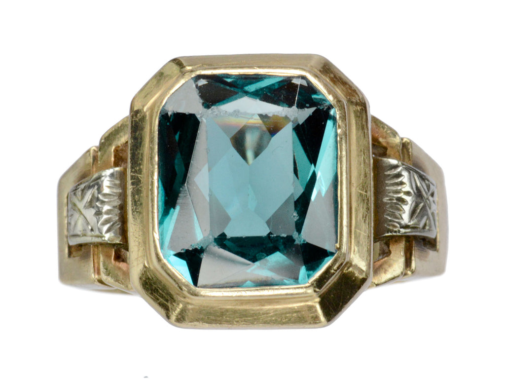 1940s Synthetic Teal Spinel Ring (on white background)