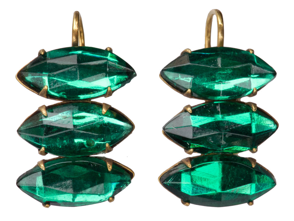1920s Green Crystal Earrings (on white background)