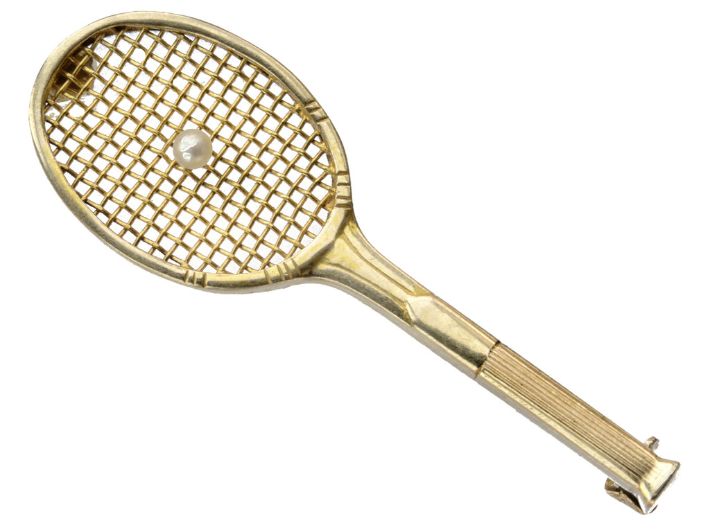 1940s Tennis Racket Brooch (on white background)