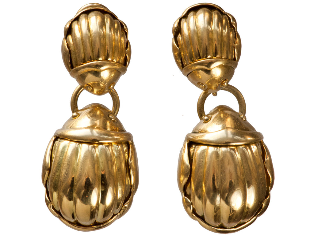 Tiffany Scarab Earrings, 18K (on white background)