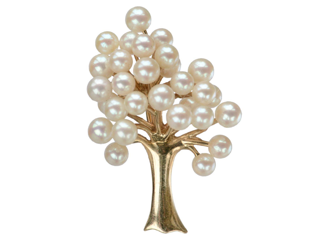 1990s Tiffany Pearl Tree Brooch (on white background)