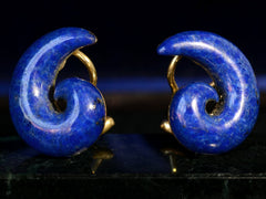 thumbnail of c1940 Tiffany Lapis Earrings (detail view)