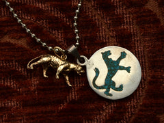 c1970 Tiger Pendant Necklace