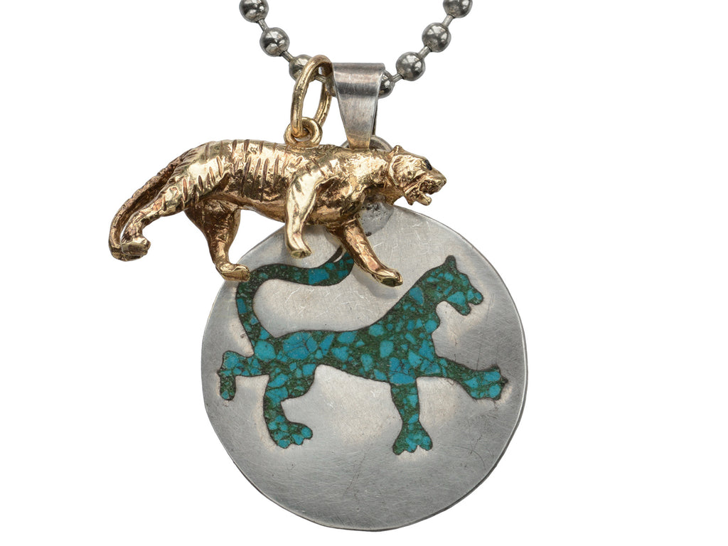 c1970 Tiger Pendant Necklace (on white background)