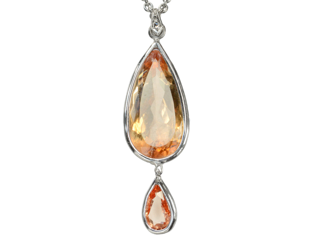 Vintage Topaz and Pearl Necklace (on white background)