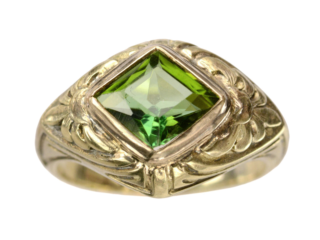 1920s Art Deco Tourmaline Ring (on white background)