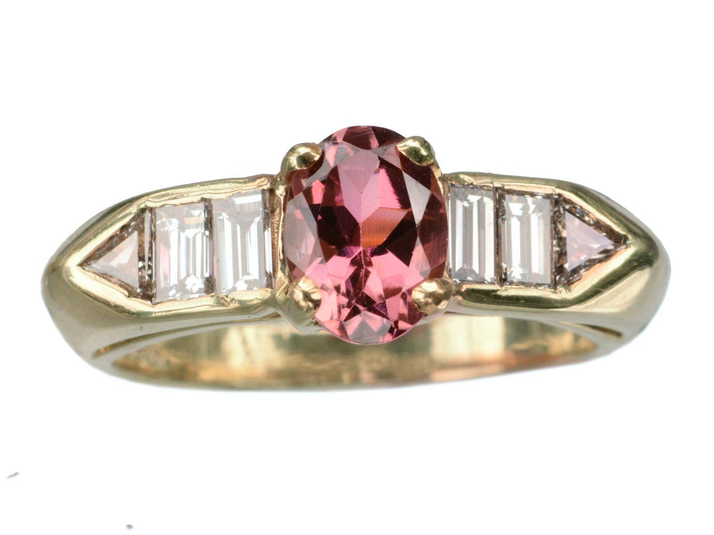 1980s Tourmaline & Diamond Ring (on white background)