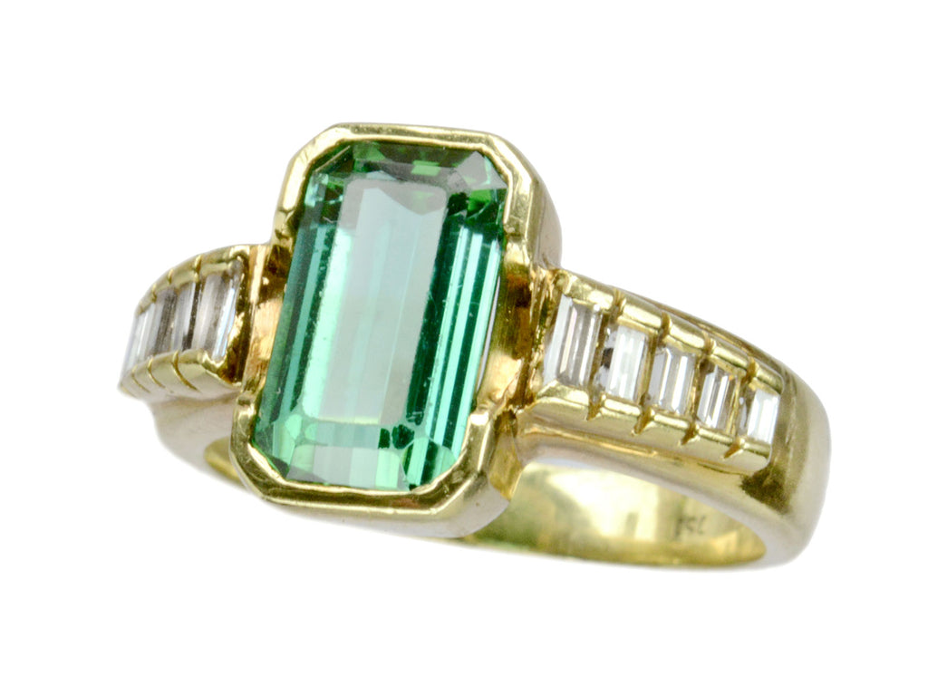 1980s Tourmaline & Diamond Ring (on white background)