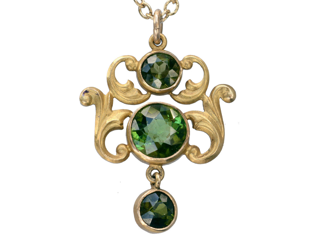 c1900 Edwardian Tourmaline Pendant (on white background)