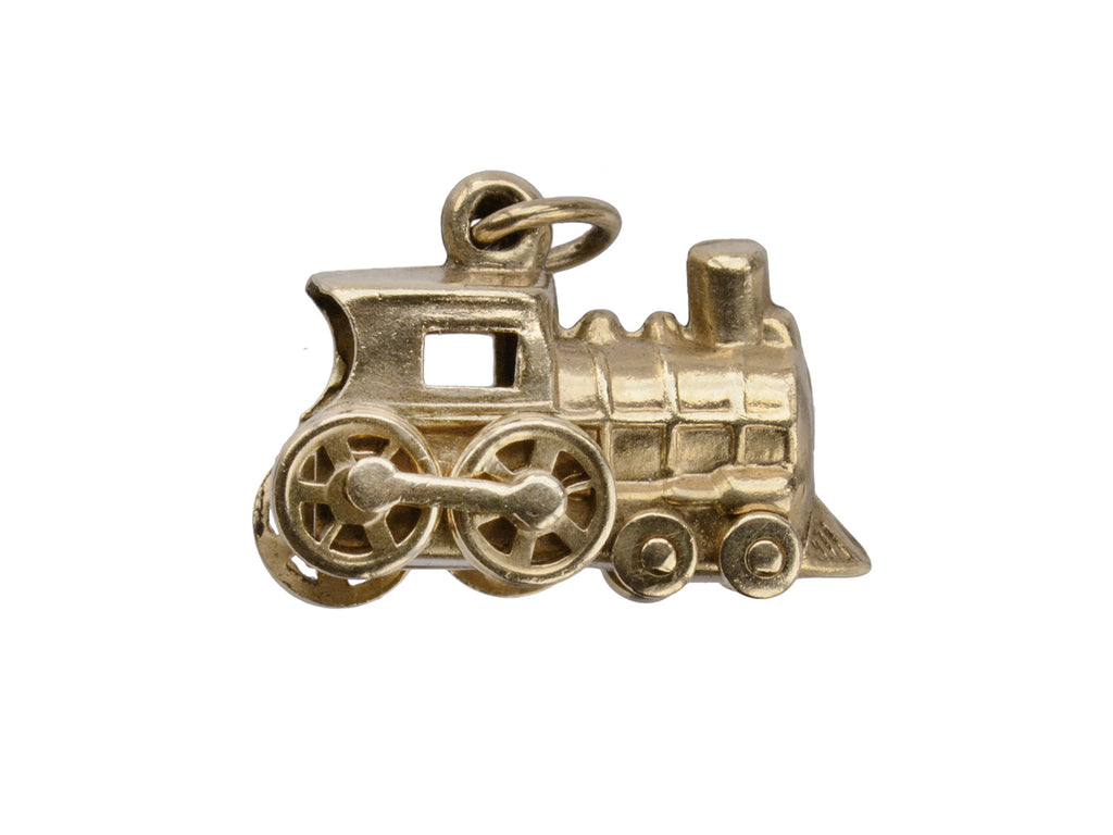 1950s Gold Locomotive Charm (on white background)