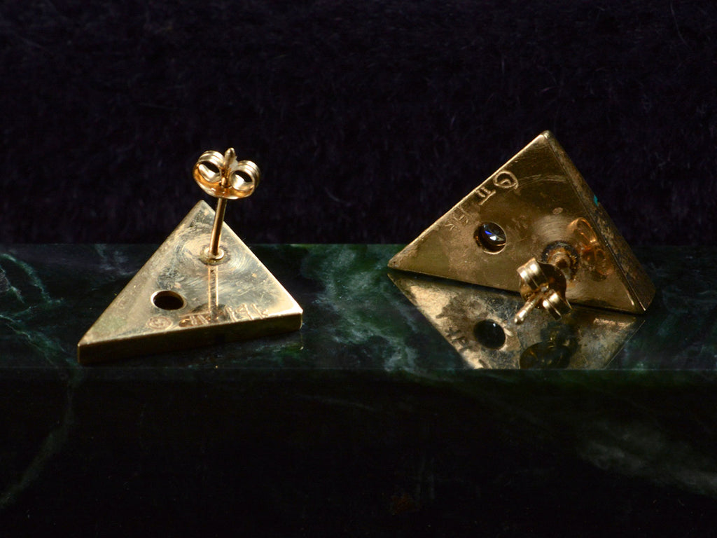 1980s Inlaid Triangular Diamond Studs