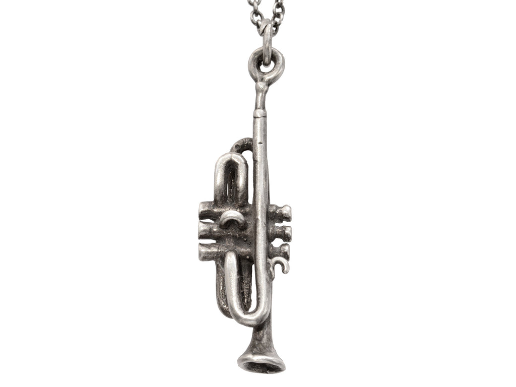 1960s Silver Trumpet Pendant (on white background)