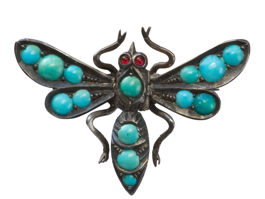 1890s Turquoise Bug Brooch (on white background)