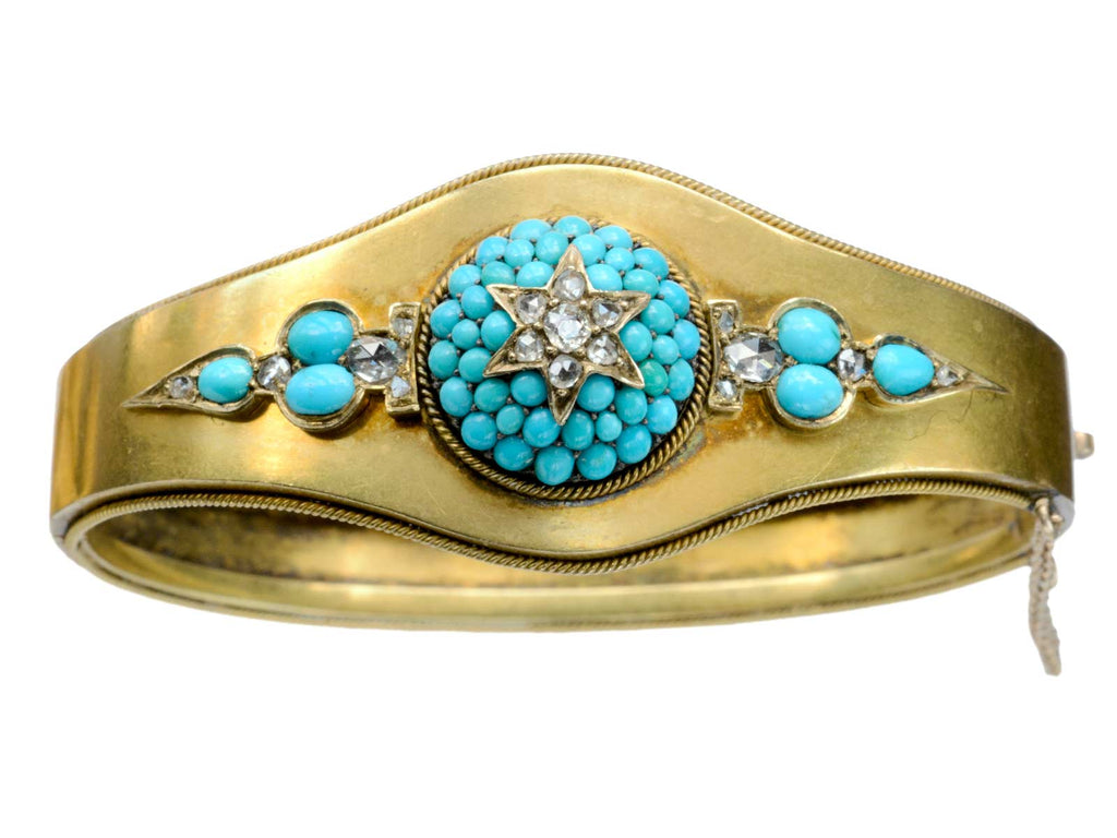 1880s Turquoise & Diamond Bracelet (on white background)