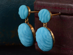 1890s Turquoise Crepe Stone Earrings