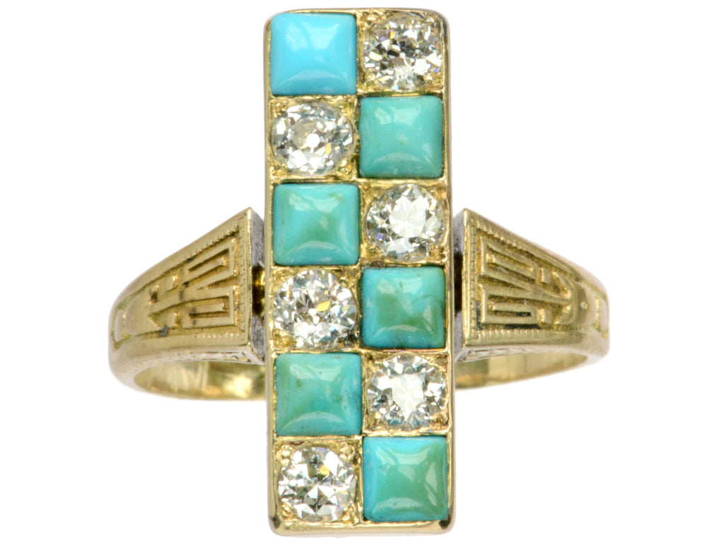 1890s Victorian Checkerboard Ring (on white background)