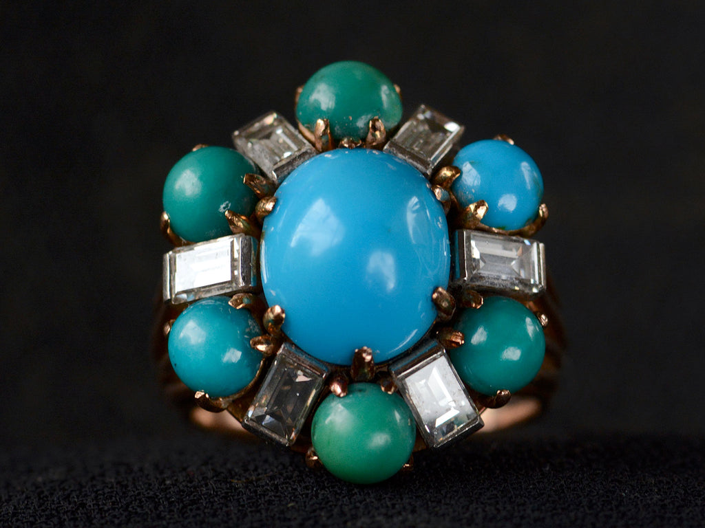 1960s Turquoise & Diamond Cocktail Ring