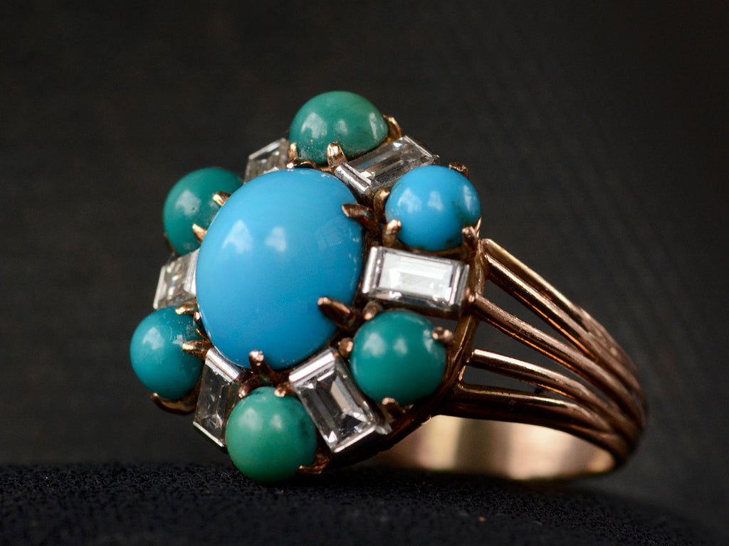 1960s Turquoise & Diamond Cocktail Ring