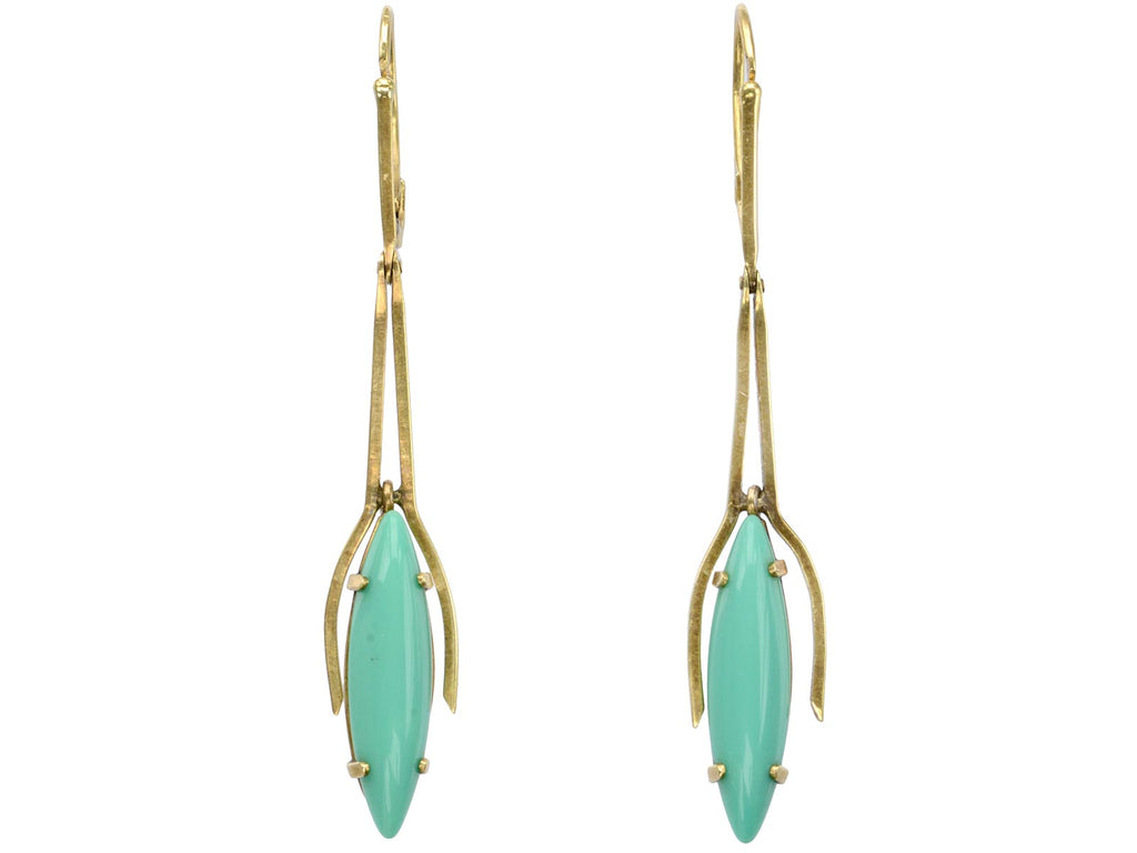 1970s Turquoise Drop Earrings (on white background)