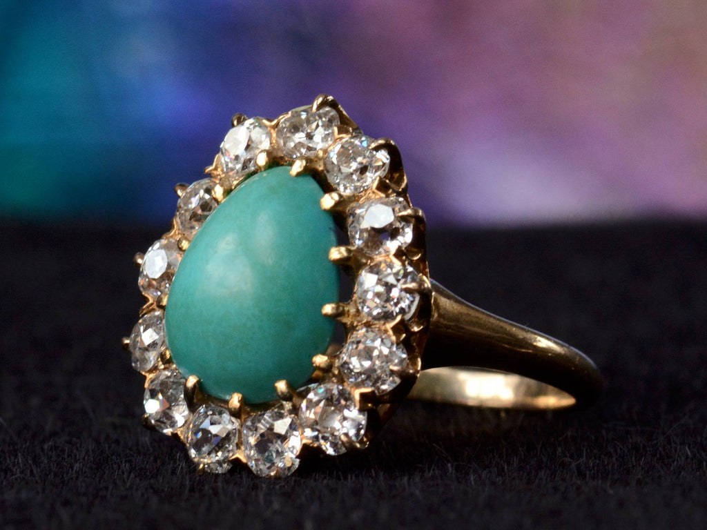 1890s Turquoise & Diamond Ring (left side view)