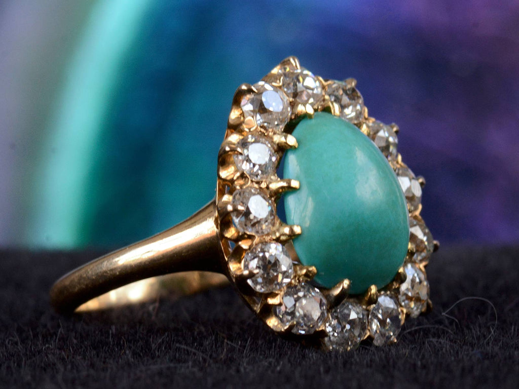 1890s Turquoise & Diamond Ring (right side view)