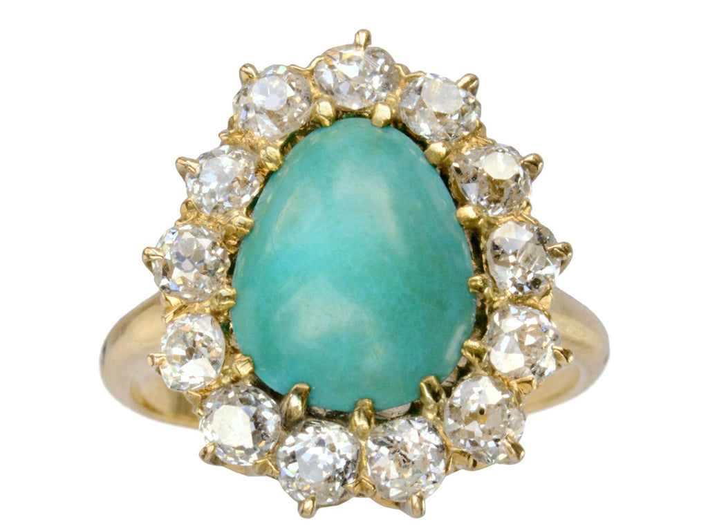 1890s Turquoise & Diamond Ring (on white background)