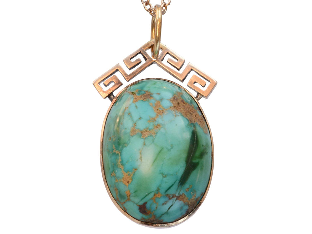 1880s Turquoise Pendant Necklace (on white background)