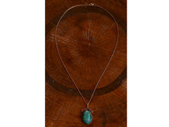 thumbnail of 1880s Turquoise Pendant Necklace (full necklace view with chain)