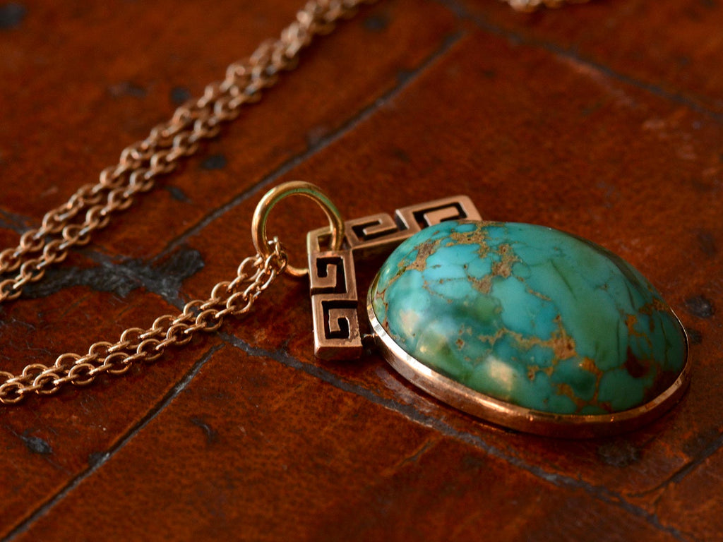 1880s Turquoise Pendant Necklace (pendant side view)