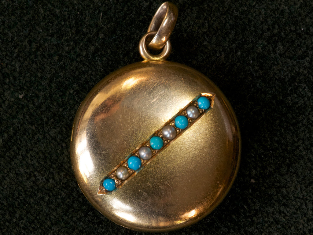 1890s Gold Turquoise Locket