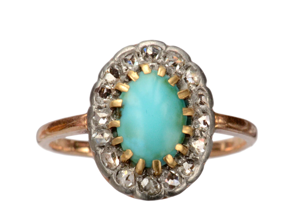 1890s Turquoise & Diamond Ring (on white background)