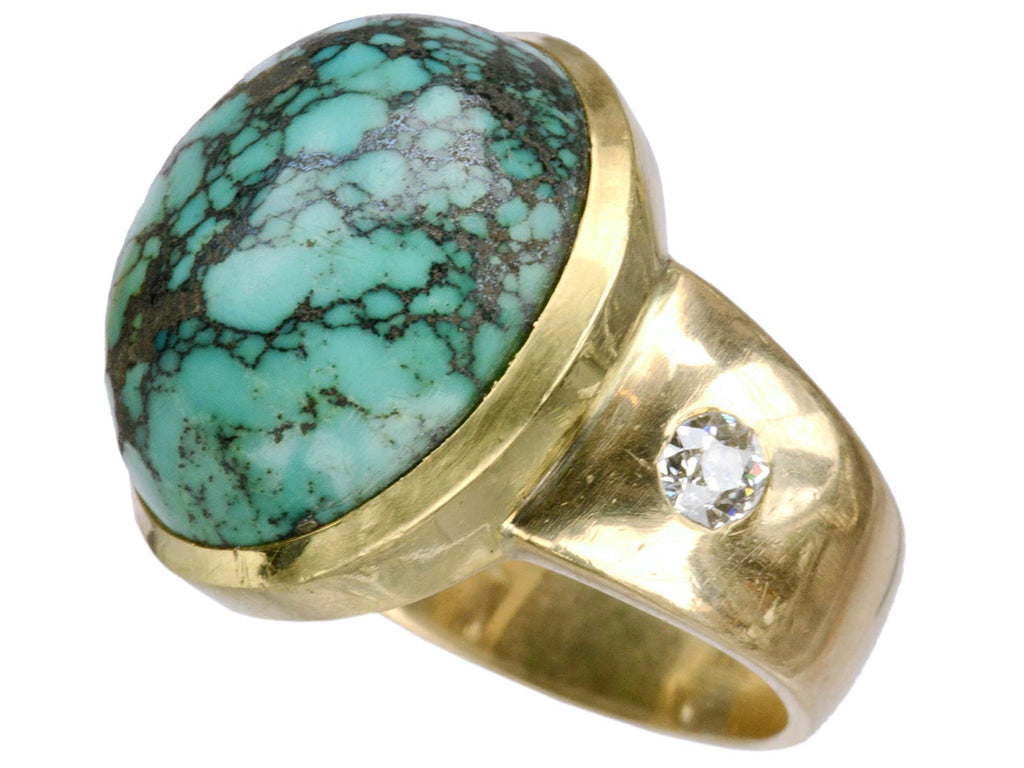 1920s Turquoise & Diamond Ring (on white background)