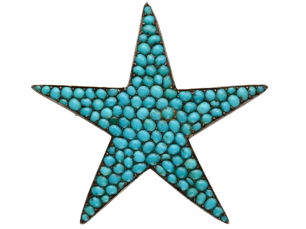 1890s Turquoise Star Brooch (on white background)