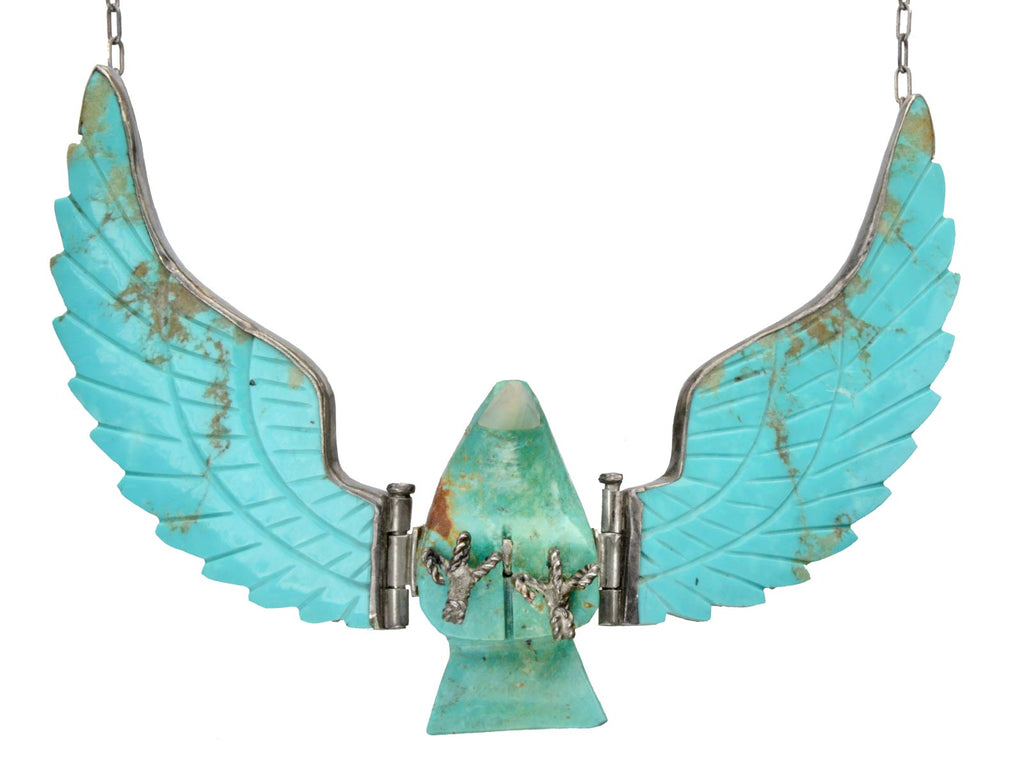 Vintage Turquoise Eagle Necklace (on white background)