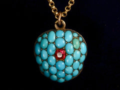 thumbnail of 1830s Turquoise Pave Locket Necklace (on black background)