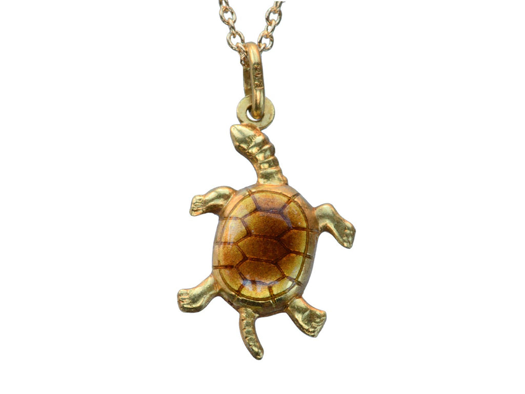 1970s Enamel Turtle Pendant (on white background)