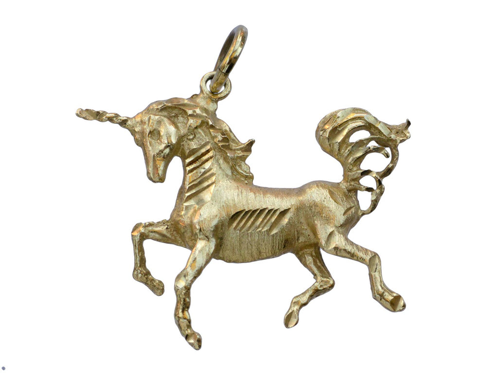 1980s Gold Unicorn Charm (on white background)