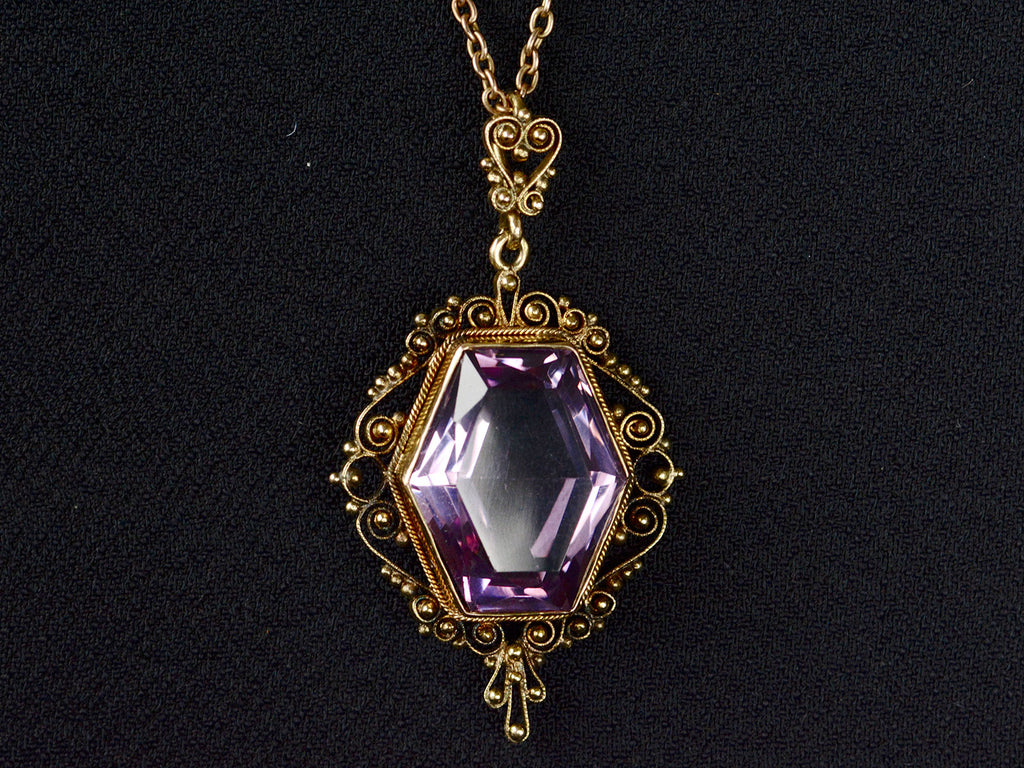 1880s Hexagonal Amethyst Necklace