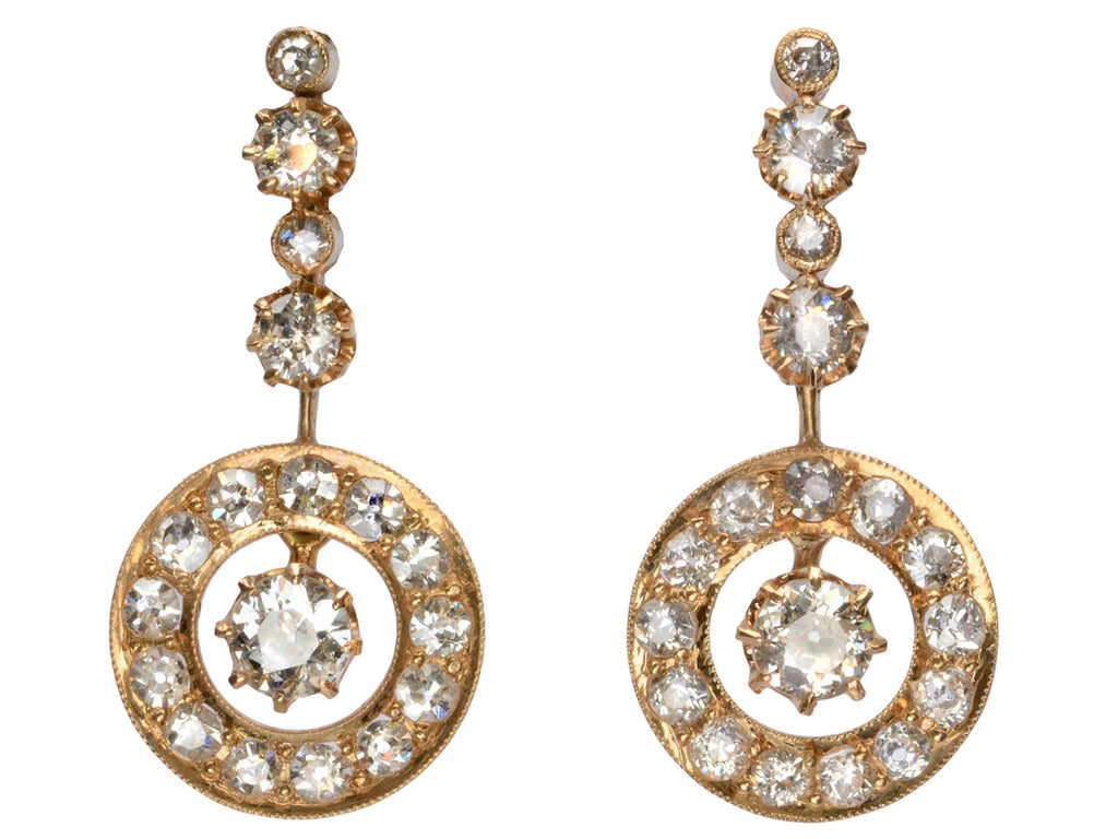 c1900 Diamond Drop Earrings (on white background)