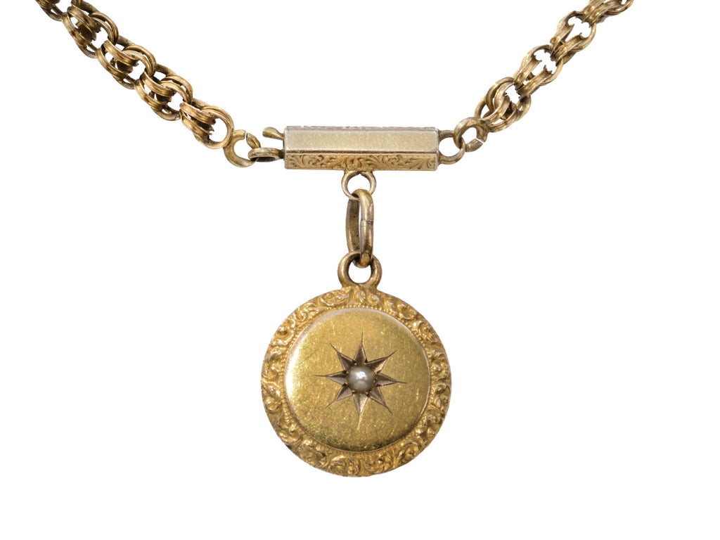 1880s Pearl Token Necklace (on white background)